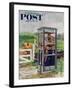 "Cub Scouts in Phone Booth," Saturday Evening Post Cover, August 26, 1961-Richard Sargent-Framed Giclee Print