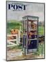 "Cub Scouts in Phone Booth," Saturday Evening Post Cover, August 26, 1961-Richard Sargent-Mounted Giclee Print