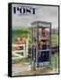 "Cub Scouts in Phone Booth," Saturday Evening Post Cover, August 26, 1961-Richard Sargent-Framed Stretched Canvas