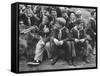 Cub Scouts Sitting around at Camp Out-null-Framed Stretched Canvas