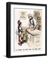 Cuba Address to Uncle Sam “” I Come to Buy, Not to Beg, Sir”” 1903. Colour Engraving from a Cartoon-null-Framed Giclee Print