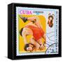 CUBA - CIRCA 1980: A Stamp Printed in Cuba, Devoted to Olympic G-maxim ibragimov-Framed Stretched Canvas