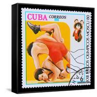 CUBA - CIRCA 1980: A Stamp Printed in Cuba, Devoted to Olympic G-maxim ibragimov-Framed Stretched Canvas