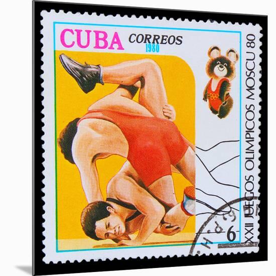 CUBA - CIRCA 1980: A Stamp Printed in Cuba, Devoted to Olympic G-maxim ibragimov-Mounted Photographic Print