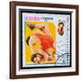 CUBA - CIRCA 1980: A Stamp Printed in Cuba, Devoted to Olympic G-maxim ibragimov-Framed Photographic Print