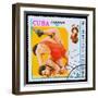 CUBA - CIRCA 1980: A Stamp Printed in Cuba, Devoted to Olympic G-maxim ibragimov-Framed Photographic Print