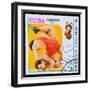 CUBA - CIRCA 1980: A Stamp Printed in Cuba, Devoted to Olympic G-maxim ibragimov-Framed Photographic Print