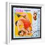 CUBA - CIRCA 1980: A Stamp Printed in Cuba, Devoted to Olympic G-maxim ibragimov-Framed Photographic Print