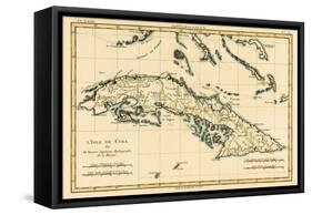 Cuba, from 'Atlas De Toutes Les Parties Connues Du Globe Terrestre' by Guillaume Raynal (1713-96)…-Charles Marie Rigobert Bonne-Framed Stretched Canvas