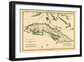 Cuba, from 'Atlas De Toutes Les Parties Connues Du Globe Terrestre' by Guillaume Raynal (1713-96)…-Charles Marie Rigobert Bonne-Framed Giclee Print