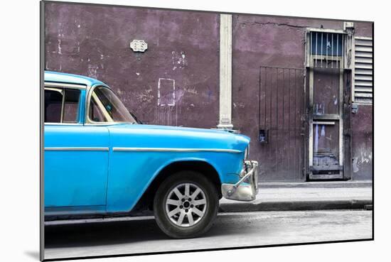 Cuba Fuerte Collection - 615 Street and Blue Car-Philippe Hugonnard-Mounted Photographic Print