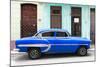 Cuba Fuerte Collection - 66 Street Havana Blue Car-Philippe Hugonnard-Mounted Photographic Print
