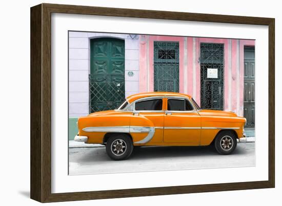 Cuba Fuerte Collection - 66 Street Havana Orange Car-Philippe Hugonnard-Framed Photographic Print