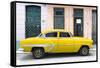 Cuba Fuerte Collection - 66 Street Havana Yellow Car-Philippe Hugonnard-Framed Stretched Canvas