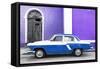 Cuba Fuerte Collection - American Classic Car White and Blue-Philippe Hugonnard-Framed Stretched Canvas