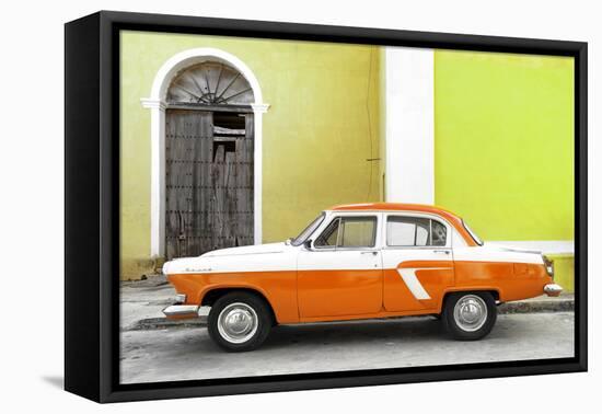 Cuba Fuerte Collection - American Classic Car White and Orange-Philippe Hugonnard-Framed Stretched Canvas