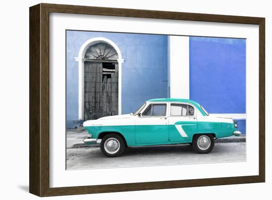 Cuba Fuerte Collection - American Classic Car White and Turquoise-Philippe Hugonnard-Framed Photographic Print