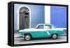 Cuba Fuerte Collection - American Classic Car White and Turquoise-Philippe Hugonnard-Framed Stretched Canvas