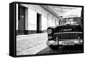 Cuba Fuerte Collection B&W - 1955 Chevy Classic Car II-Philippe Hugonnard-Framed Stretched Canvas