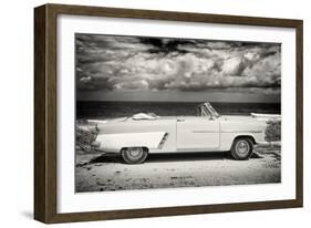 Cuba Fuerte Collection B&W - American Classic Car on the Beach II-Philippe Hugonnard-Framed Photographic Print