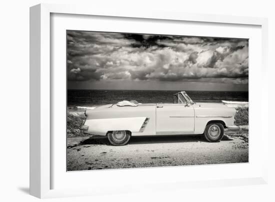 Cuba Fuerte Collection B&W - American Classic Car on the Beach II-Philippe Hugonnard-Framed Photographic Print