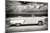 Cuba Fuerte Collection B&W - American Classic Car on the Beach II-Philippe Hugonnard-Mounted Photographic Print
