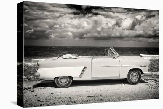 Cuba Fuerte Collection B&W - American Classic Car on the Beach II-Philippe Hugonnard-Stretched Canvas