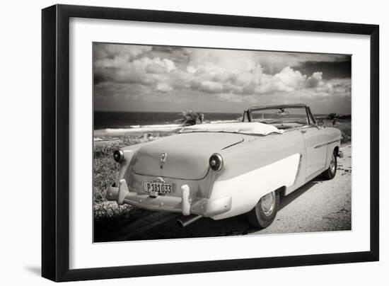 Cuba Fuerte Collection B&W - American Classic Car on the Beach III-Philippe Hugonnard-Framed Photographic Print