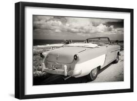 Cuba Fuerte Collection B&W - American Classic Car on the Beach III-Philippe Hugonnard-Framed Photographic Print