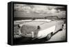 Cuba Fuerte Collection B&W - American Classic Car on the Beach III-Philippe Hugonnard-Framed Stretched Canvas