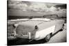 Cuba Fuerte Collection B&W - American Classic Car on the Beach III-Philippe Hugonnard-Stretched Canvas