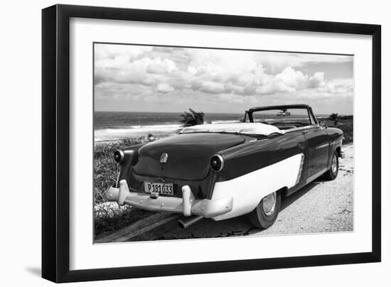 Cuba Fuerte Collection B&W - American Classic Car on the Beach IV-Philippe Hugonnard-Framed Photographic Print