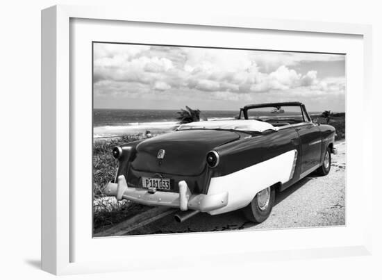 Cuba Fuerte Collection B&W - American Classic Car on the Beach IV-Philippe Hugonnard-Framed Photographic Print