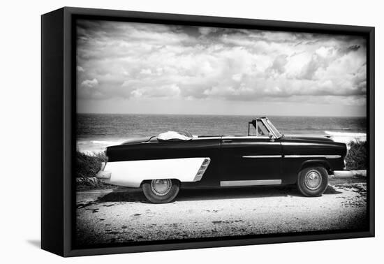 Cuba Fuerte Collection B&W - American Classic Car on the Beach-Philippe Hugonnard-Framed Stretched Canvas