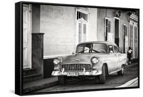 Cuba Fuerte Collection B&W - Chevy Classic Car in Trinidad-Philippe Hugonnard-Framed Stretched Canvas