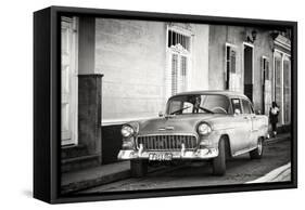 Cuba Fuerte Collection B&W - Chevy Classic Car in Trinidad-Philippe Hugonnard-Framed Stretched Canvas