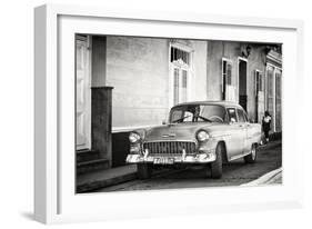Cuba Fuerte Collection B&W - Chevy Classic Car in Trinidad-Philippe Hugonnard-Framed Photographic Print