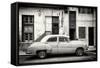 Cuba Fuerte Collection B&W - Classic American Car in Havana Street III-Philippe Hugonnard-Framed Stretched Canvas