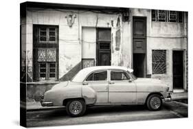 Cuba Fuerte Collection B&W - Classic American Car in Havana Street III-Philippe Hugonnard-Stretched Canvas