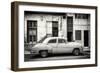 Cuba Fuerte Collection B&W - Classic American Car in Havana Street III-Philippe Hugonnard-Framed Photographic Print
