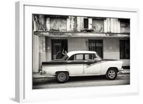 Cuba Fuerte Collection B&W - Classic American Car in Havana Street-Philippe Hugonnard-Framed Photographic Print