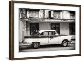 Cuba Fuerte Collection B&W - Classic American Car in Havana Street-Philippe Hugonnard-Framed Photographic Print