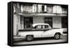 Cuba Fuerte Collection B&W - Classic American Car in Havana Street-Philippe Hugonnard-Framed Stretched Canvas