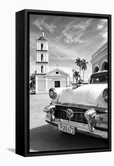 Cuba Fuerte Collection B&W - Classic Car in Santa Clara II-Philippe Hugonnard-Framed Stretched Canvas