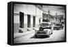 Cuba Fuerte Collection B&W - Classic Cars Taxis-Philippe Hugonnard-Framed Stretched Canvas