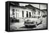 Cuba Fuerte Collection B&W - Cuban Taxi in Trinidad II-Philippe Hugonnard-Framed Stretched Canvas