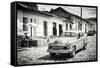 Cuba Fuerte Collection B&W - Cuban Taxi in Trinidad II-Philippe Hugonnard-Framed Stretched Canvas