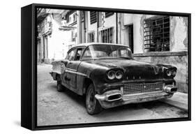 Cuba Fuerte Collection B&W - Old American Pontiac-Philippe Hugonnard-Framed Stretched Canvas