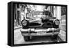 Cuba Fuerte Collection B&W - Old American Taxi Car II-Philippe Hugonnard-Framed Stretched Canvas