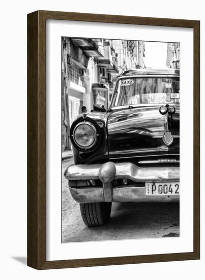 Cuba Fuerte Collection B&W - Old American Taxi Car IV-Philippe Hugonnard-Framed Photographic Print